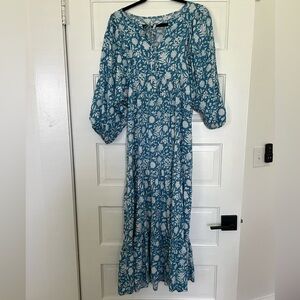 Floral Blue and White Women's Dress